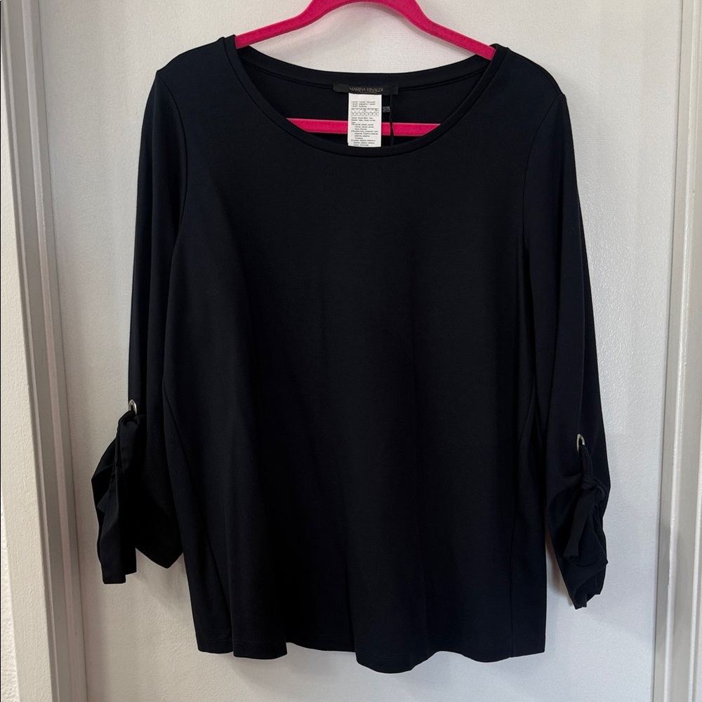 MARINA RINALDI VALLATA SHIRT- Navy- NWT 14